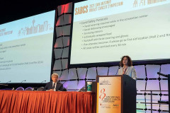 San Antonio, TX - SABCS 2021 San Antonio Breast Cancer Symposium - Virginia G. Kaklamani, MD during the Welcome address here today, Tuesday December 7, 2021. during the San Antonio Breast Cancer Symposium being held at the Henry B. Gonzalez Convention Center in San Antonio, TX. The symposium features physicians, researchers, patient advocates and healthcare professionals from over 90 countries with the latest research on breast cancer treatment and prevention. Photo by © MedMeetingImages/Todd Buchanan 2021 Technical Questions: todd@medmeetingimages.com