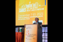 San Antonio, TX - SABCS 2021 San Antonio Breast Cancer Symposium - Carlos L. Arteaga, MD speaks during the Welcome address here today, Tuesday December 7, 2021. during the San Antonio Breast Cancer Symposium being held at the Henry B. Gonzalez Convention Center in San Antonio, TX. The symposium features physicians, researchers, patient advocates and healthcare professionals from over 90 countries with the latest research on breast cancer treatment and prevention. Photo by © MedMeetingImages/Todd Buchanan 2021 Technical Questions: todd@medmeetingimages.com