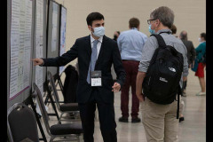 San Antonio, TX - SABCS 2021 San Antonio Breast Cancer Symposium - Attendees look over posters during the Poster Session here today, Wednesday December 8, 2021. during the San Antonio Breast Cancer Symposium being held at the Henry B. Gonzalez Convention Center in San Antonio, TX. The symposium features physicians, researchers, patient advocates and healthcare professionals from over 90 countries with the latest research on breast cancer treatment and prevention. Photo by © MedMeetingImages/Todd Buchanan 2021 Technical Questions: todd@medmeetingimages.com