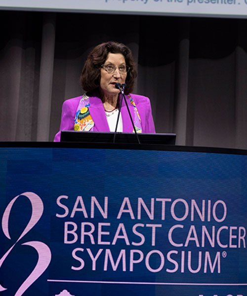 San Antonio, TX - SABCS 2025 San Antonio Breast Cancer Symposium @ SABCS Hope S Rugo, MD speaks during General Session 3 here today, Friday December 12, 2025. during the San Antonio Breast Cancer Symposium being held at the Henry B. Gonzalez Convention Center in San Antonio, TX. The symposium features physicians, researchers, patient advocates and healthcare professionals from over 90 countries with the latest research on breast cancer treatment and prevention. Photo by © MedMeetingImages/Todd Buchanan 2025 Technical Questions: todd@medmeetingimages.com